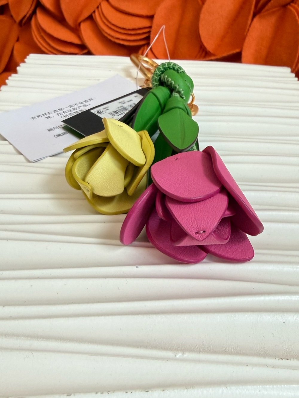 NWT Kate Spade New York leather tulip key fob / bag charm - Picture 4 of 6